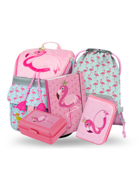 BAAGL  BAAGL 5 SET Zippy Flamingo: Schulranzen, Federtasche, Beutel, Mappe, Box